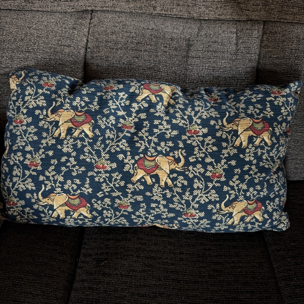 Elephants Luxury Tapestry Pillow  Indian, Handmade Trunk Up Navy Blue 🐘 Boho